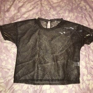 Sheer black/silver/gold top